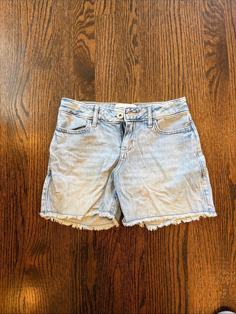 abercrombie kids Light Blue Denim Frayed Hem Shorts